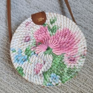 Floral Round Woven Bag